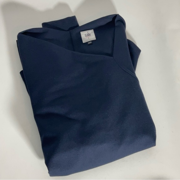 Cabi Contessa Long Sleeve Asymmetric Neckline Navy Built-In Shelf Bra Soft Sz SM - Picture 16 of 16